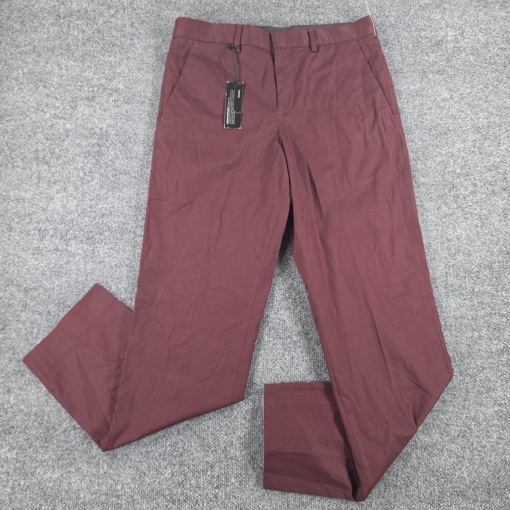 Express Producer Men's 30x32 Modern Fit Dress Pants Burgundy Maroon Stretch